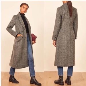 Reformation York Coat Herringbone Black Size XS